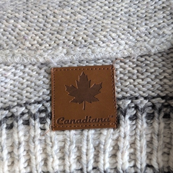 canadiana chunky knit zipper close shawl collar cardigan sweater 0-3 months baby - Picture 6 of 8